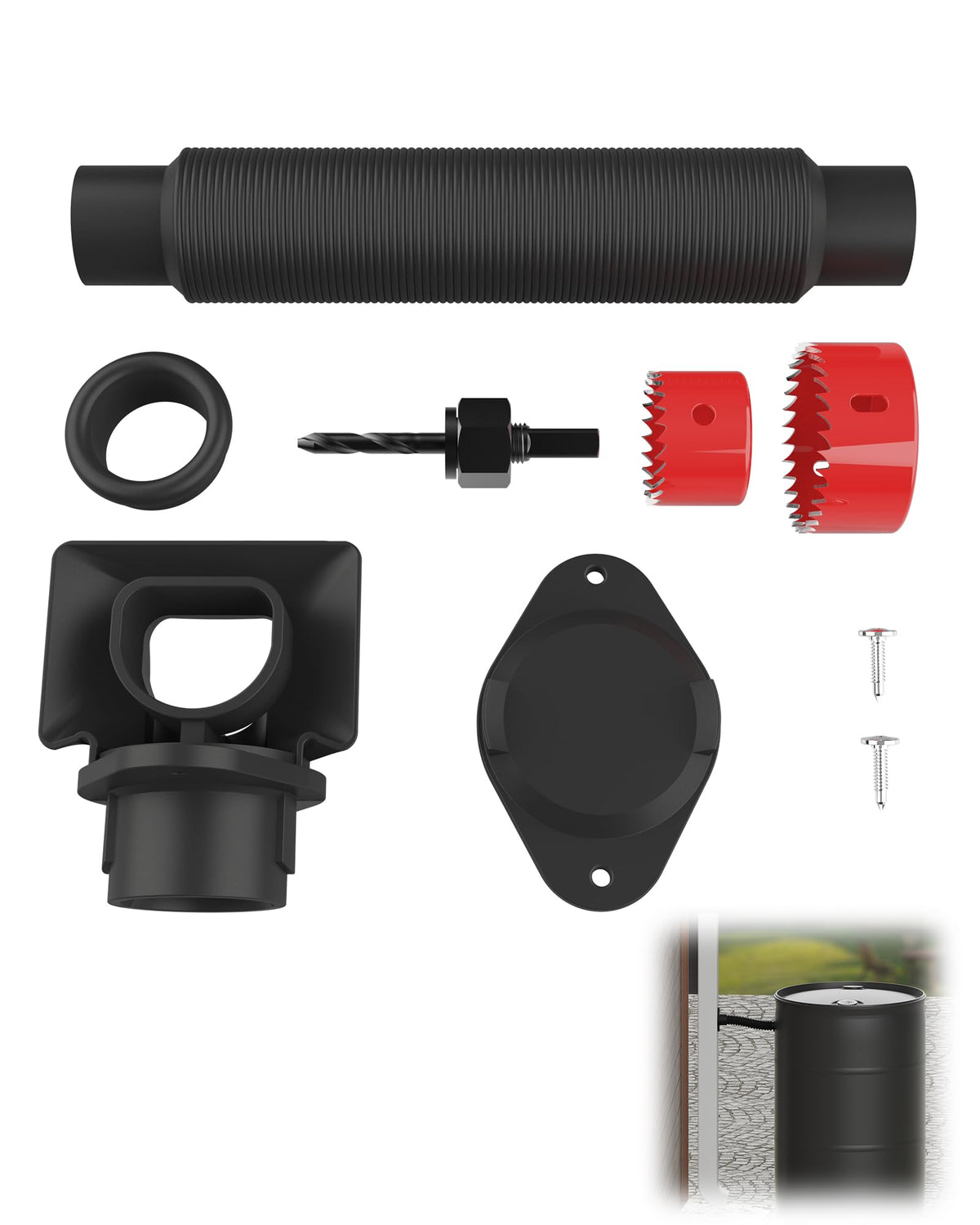 Rain Barrel Diverter Kit - Rain Barrel Downspout Diverter for Rectangular Downspouts, Easily Turn Plastic Containers