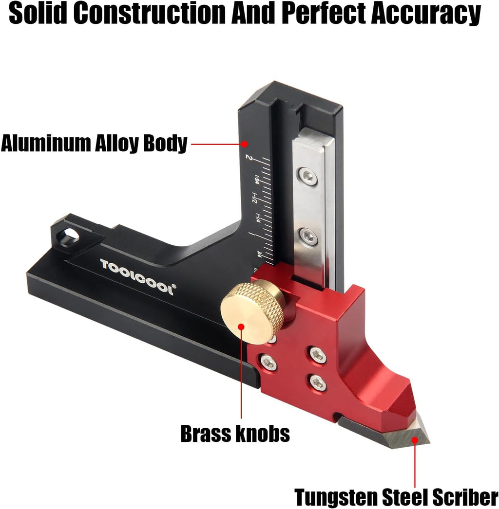 TOOLCOOL Table Saw Height Gauge Router Depth Gauge Tool Setting Gauge with Scriber Marking Tool Function (Imperial)