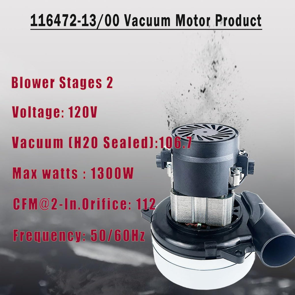 Upgraded 116472-13/00 Vacuum Motor, Includes Motor Gasket/2 Additional Pair