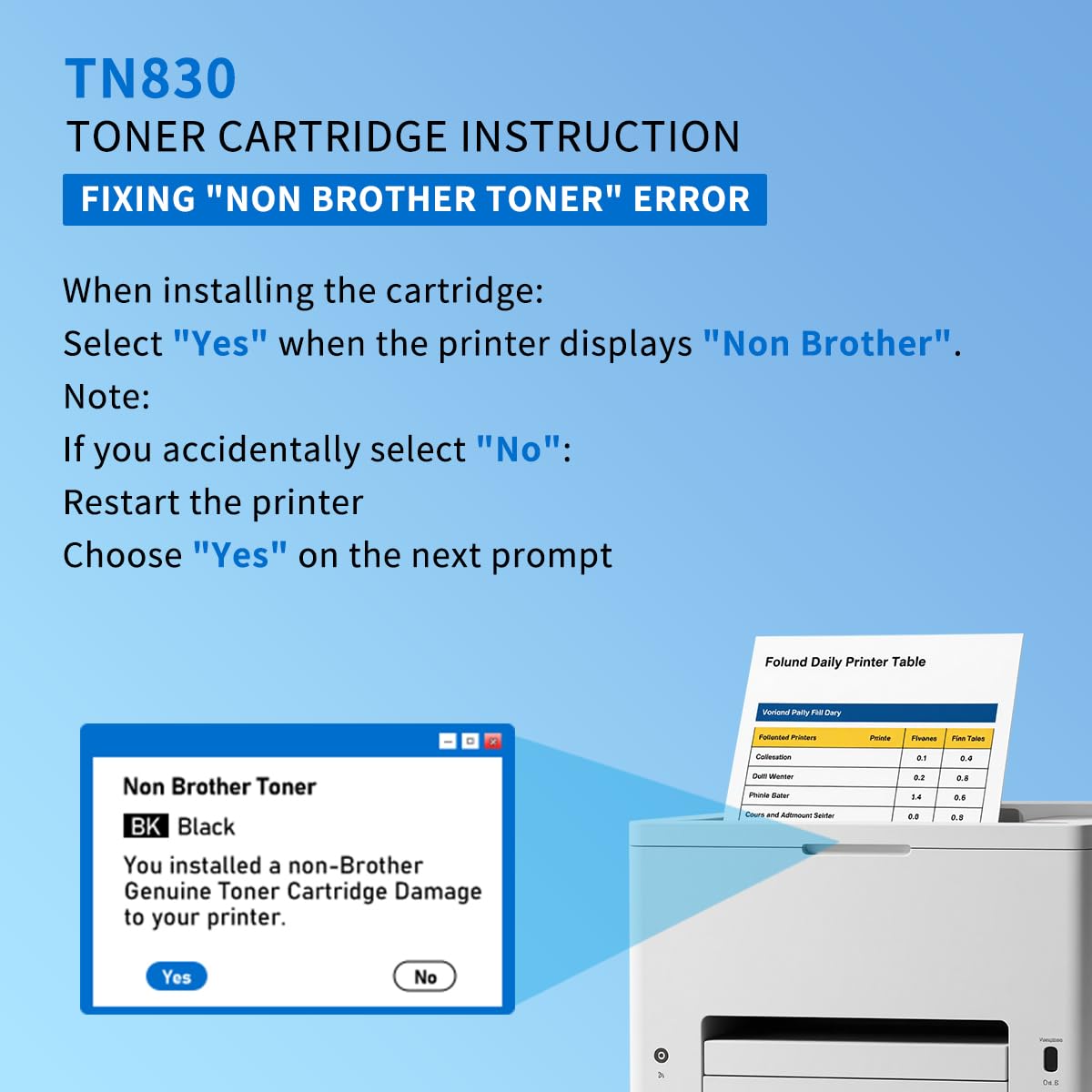TN830XL Toner Cartridge Replacements for Brother TN830 830XL