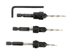 FTG USA 3-Pk #6 (9/64") Countersink Drill Bit Set, 1 Stop, 1 Wrench & Case