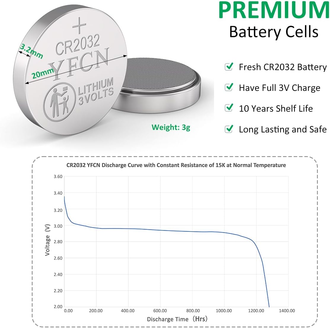 CR2032 Battery 3V Lithium Batteries 10 Count Pack CR2032 Batteries - CR 2032 Coin Cell Battery for AirTag, Key Fob