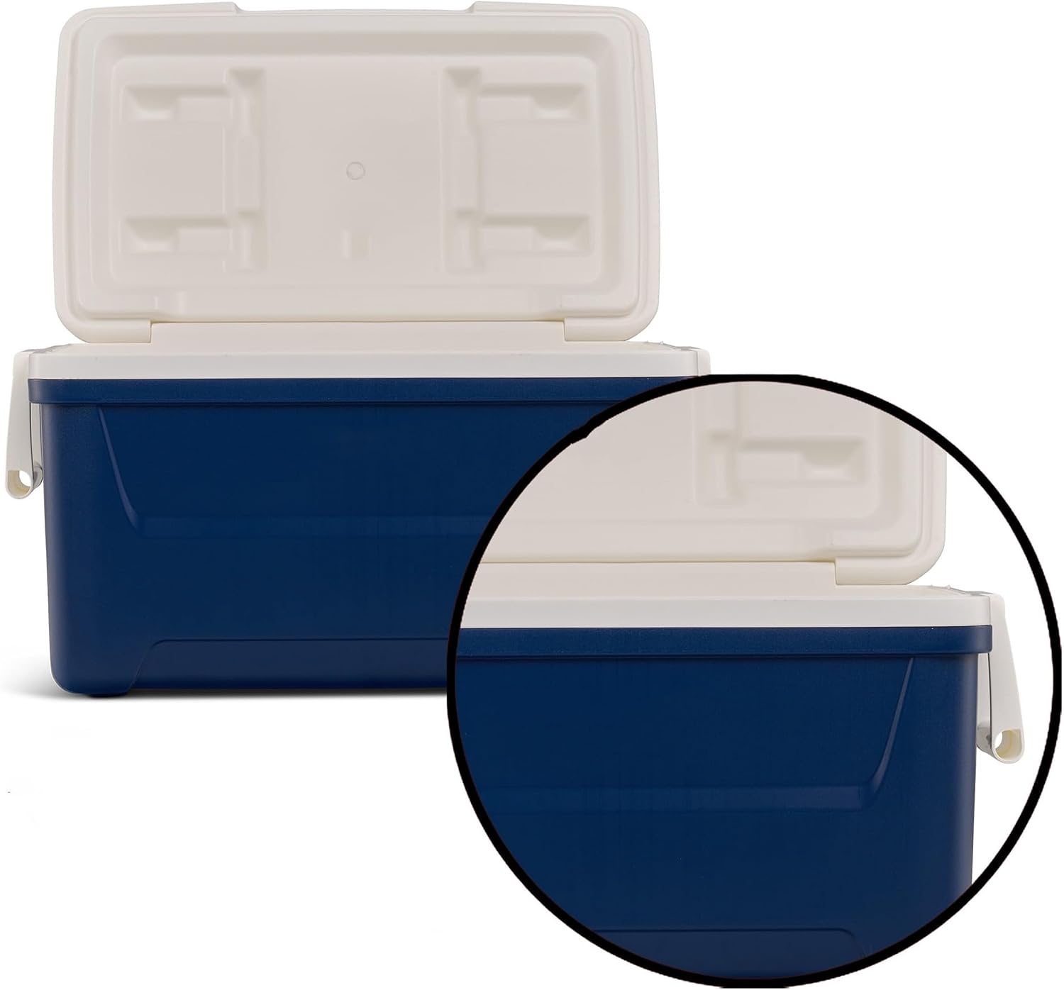 48 Quart /45L Hard Sided Insulated Ice Cooler Chest Navy Ultratherm Foam Cool Riser Base Swing Handles Hold 76 Cans