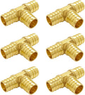 Hooshing 6 Pack 3/4" Pex Tee Fittings, Heavy Duty Brass Crimp Fitting