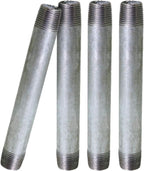 SUPPLYGIANT OQHM3480-4 Steel Nipple Pipe 3/4'' x 8"" Galvanized (Pack of 4), 3/4"" x 8"""