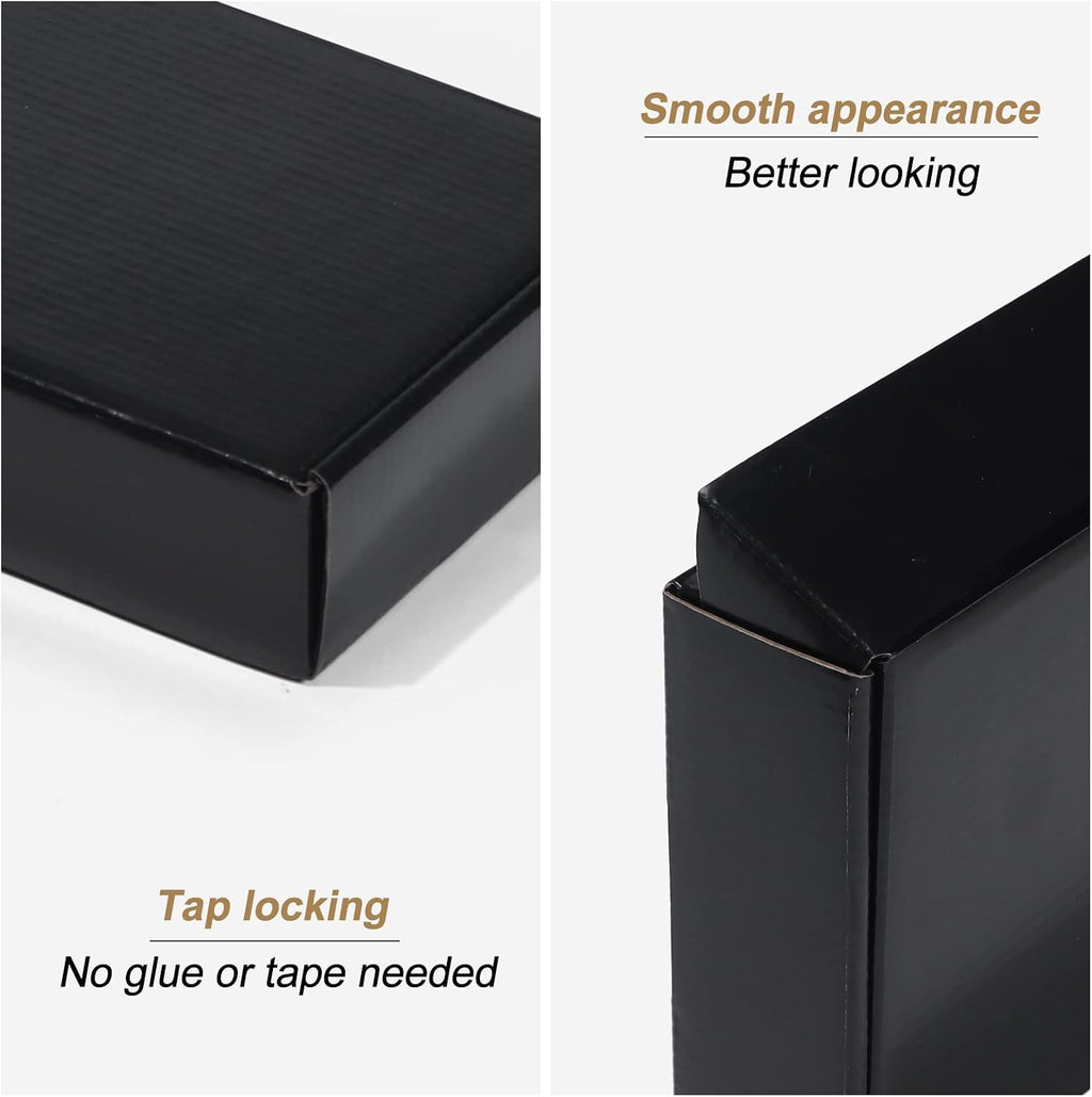 9x6x2 Black Small Shipping Boxes, 20 Packs Corrugated Cardboard Mailer Boxes for Packaging Small Business Mailing
