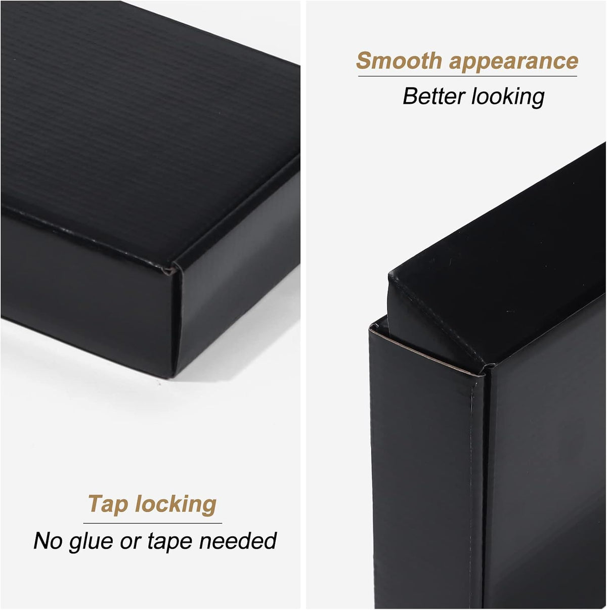 9x6x2 Black Small Shipping Boxes, 20 Packs Corrugated Cardboard Mailer Boxes for Packaging Small Business Mailing