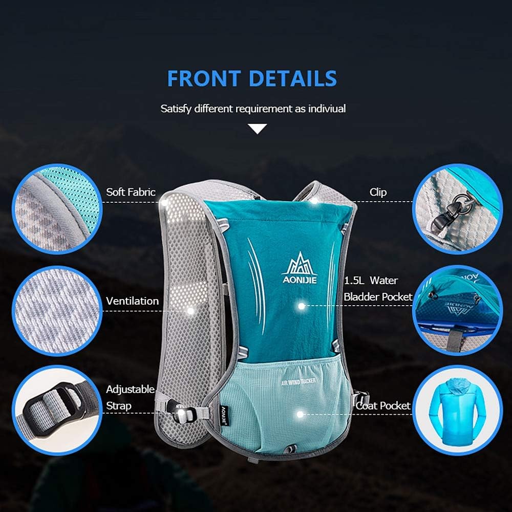 Hydration Vest Pack Backpack 5L 5.5L Marathoner Running Vest Race Hydration for Women and Men Trail Run Hiking Jogging