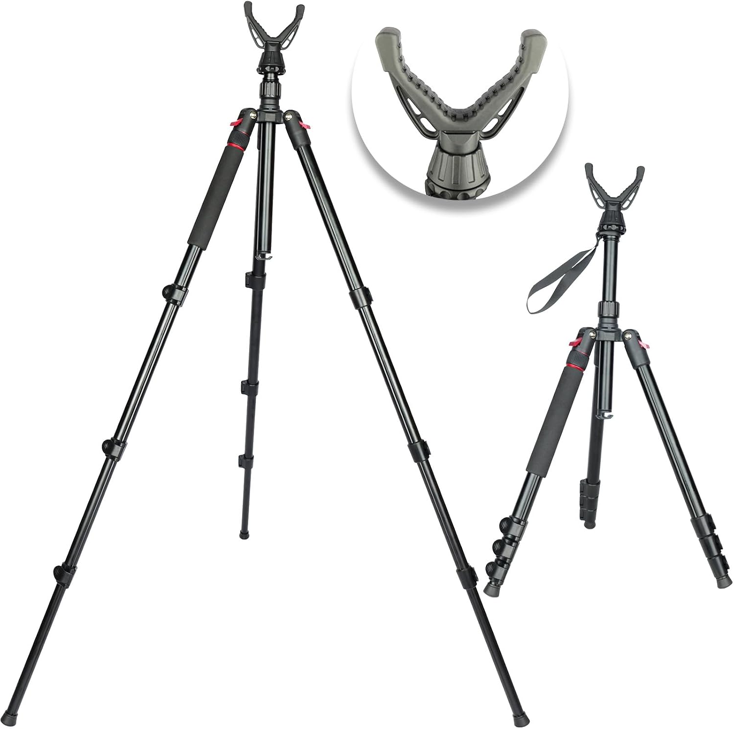 Adjustable Shooting Tripod for Rifles Shooting Stick Level-Lock 3-in-1 Tripod Monopod Bipod, 22.8″-61″ Height