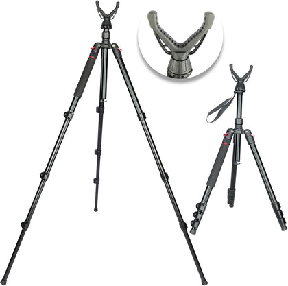 Adjustable Shooting Tripod for Rifles Shooting Stick Level-Lock 3-in-1 Tripod Monopod Bipod, 22.8″-61″ Height