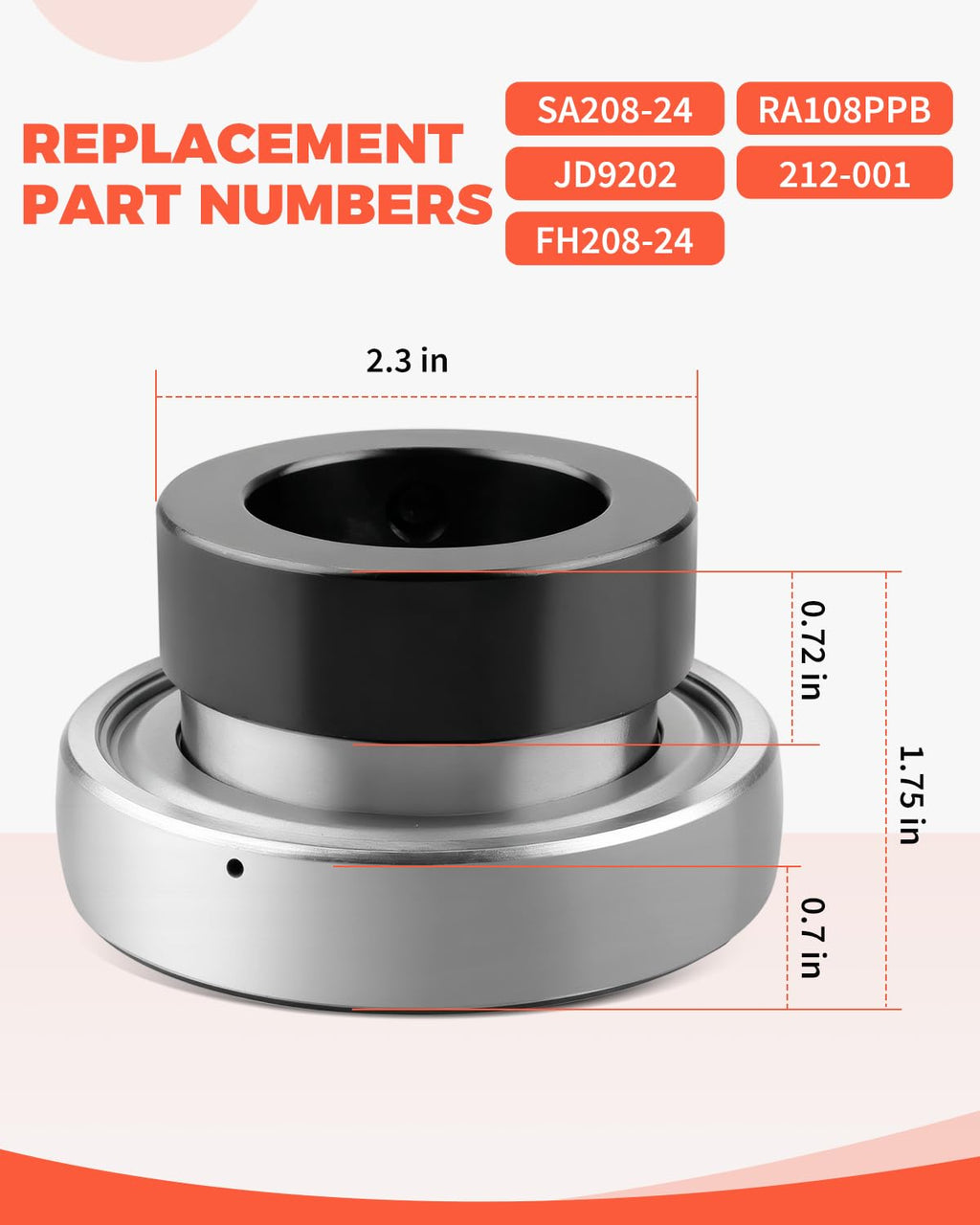 1-1/2" Bore SA208-24 Spherical Insert Bearing with Locking Collar