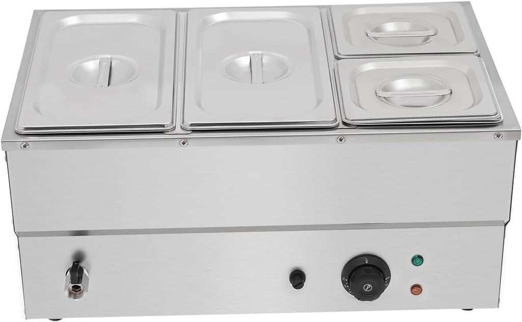 4-Pan 304 Stainless Steel Electric Buffet Server Food Warmer 1500W