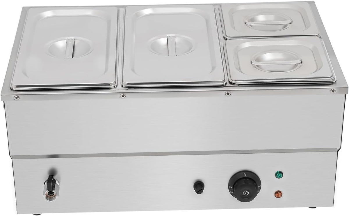 4-Pan 304 Stainless Steel Electric Buffet Server Food Warmer 1500W