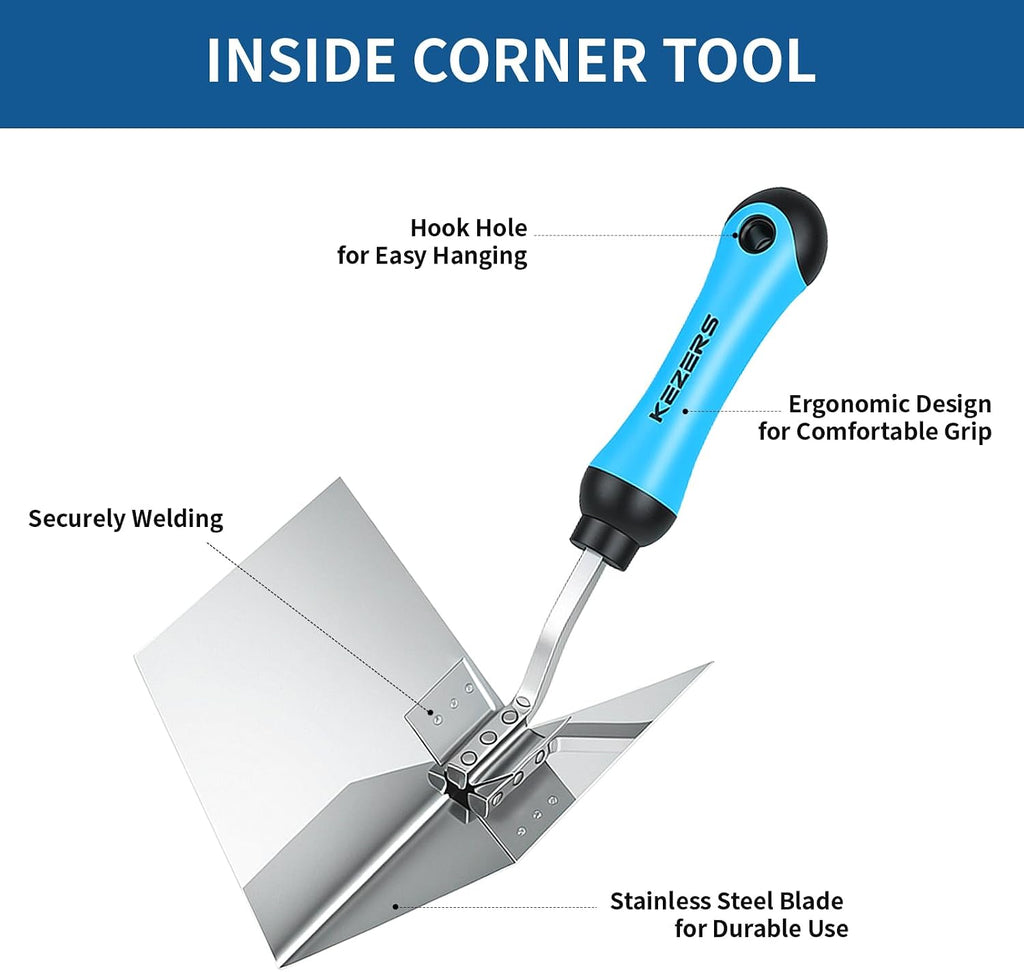 10-Piece Drywall Hand Tools Kit with Trowel,Mud Pan & Hawk Kit | Stainless Steel Tapping Knife Set,Ergonomic