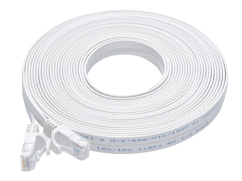 Cat6 Ethernet Patch Cable - RJ45, Stranded, 550Mhz, UTP, Pure Bare Copper Wire, 24AWG, 50 Feet, White - Flexboot Series
