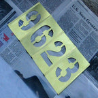 Curb Stencil Kit for Address Painting, 4 inch Brass Interlocking Numbers Stencils - 15 Piece Set
