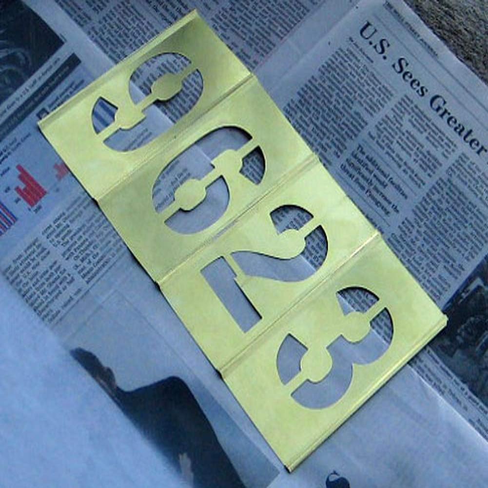 Curb Stencil Kit for Address Painting, 4 inch Brass Interlocking Numbers Stencils - 15 Piece Set