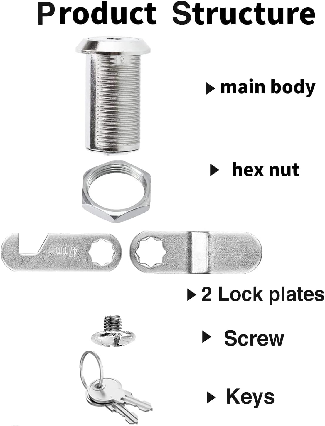 Cabinet Cam Locks Keyed Alike, 1-1/8'' Fits on 7/8'' Max Door Thickness, Secure File Drawer Mailbox RV Storage