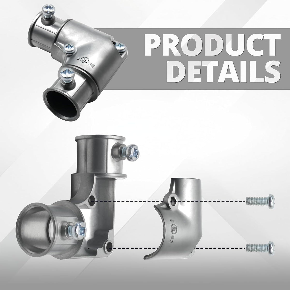 1/2" 90 Degree Inside Corner Pull-Elbow, EMT Fitting, 5 Pack