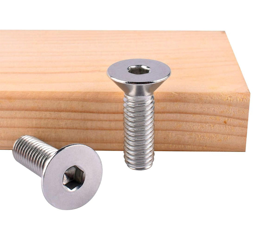 #6-32 x 3/8" Flat Head Socket Cap Screws Countersunk Bolts, Allen Hex Socket Drive, 304 Stainless Steel 18-8, Full Thread, 50Pcs