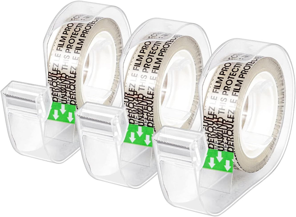 Double Sided Permanent Tape with Dispenser, Narrow Width, 1/2 x 252 inches, Translucent, 3-Pack