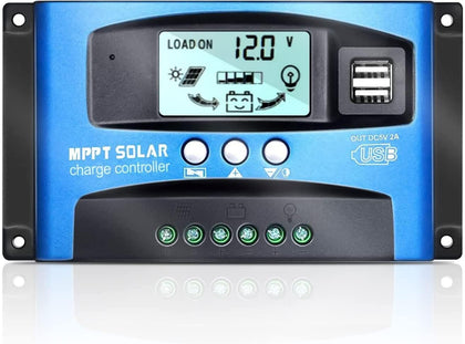 100A MPPT Solar Charge Controller 12v/24v Current Auto Focus MPPT Tracking Charge with LCD Display Dual USB Solar