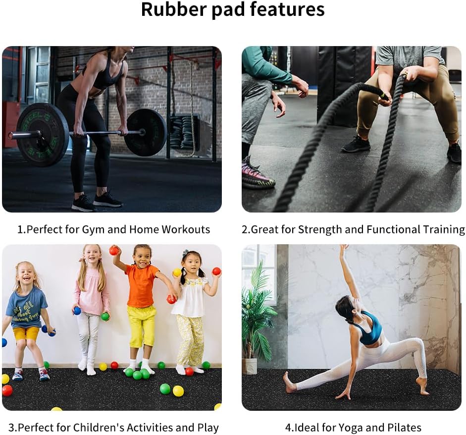 0.8in Thick 72 Sq Ft Gym Flooring for Home Gym, 18 Tiles Workout Exercise Equipment Mats, Rubber Top with EVA Foam