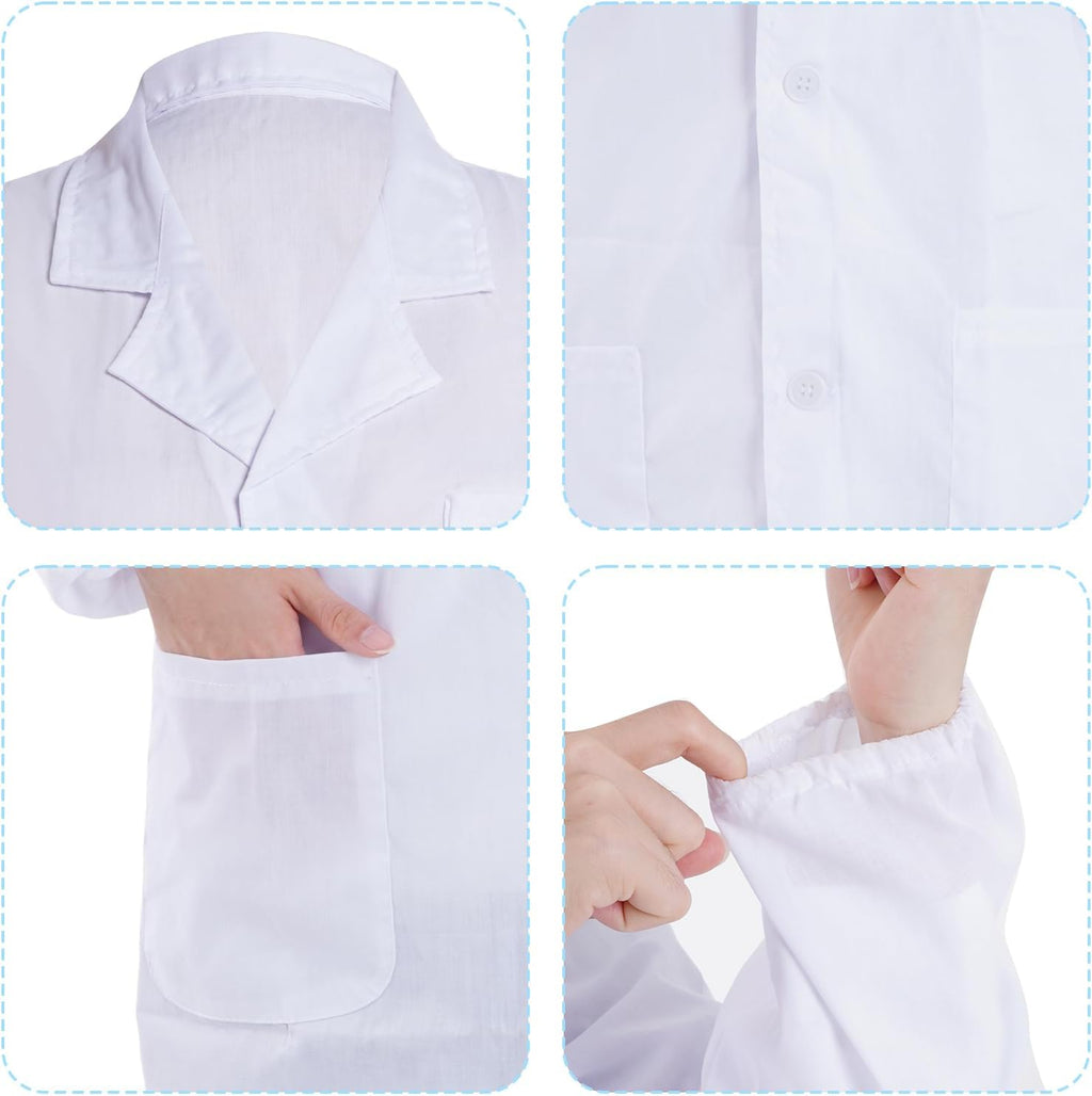 Scientist Doctor Costume Lab Coat Women Men Halloween White Long Sleeve Lab Coat Unisex Adult Nurse Costume Lab Coat