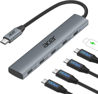 10 Gbps USB C Hub, USBC Splitter with 4*USB C 3.2 and 100W PD Port, Fast Transfer Type-C Multiport Adapter Compatible