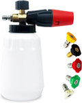 Adjustable Foam Canon for Pressure Washer, Pressure Washer Foam Cannon, 1/4 Inch Quick Connect, 1L (34 oz) Bottle, 5