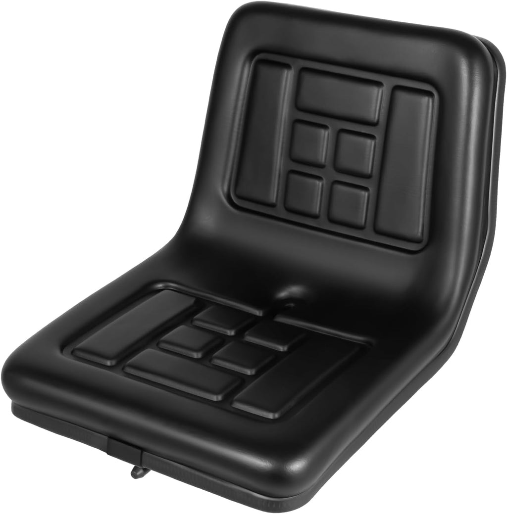 Universal Tractor Seat & Lawn Mower Seat - Black PVC Leather High Back Replacement with Sliding Tracks 5.9inch