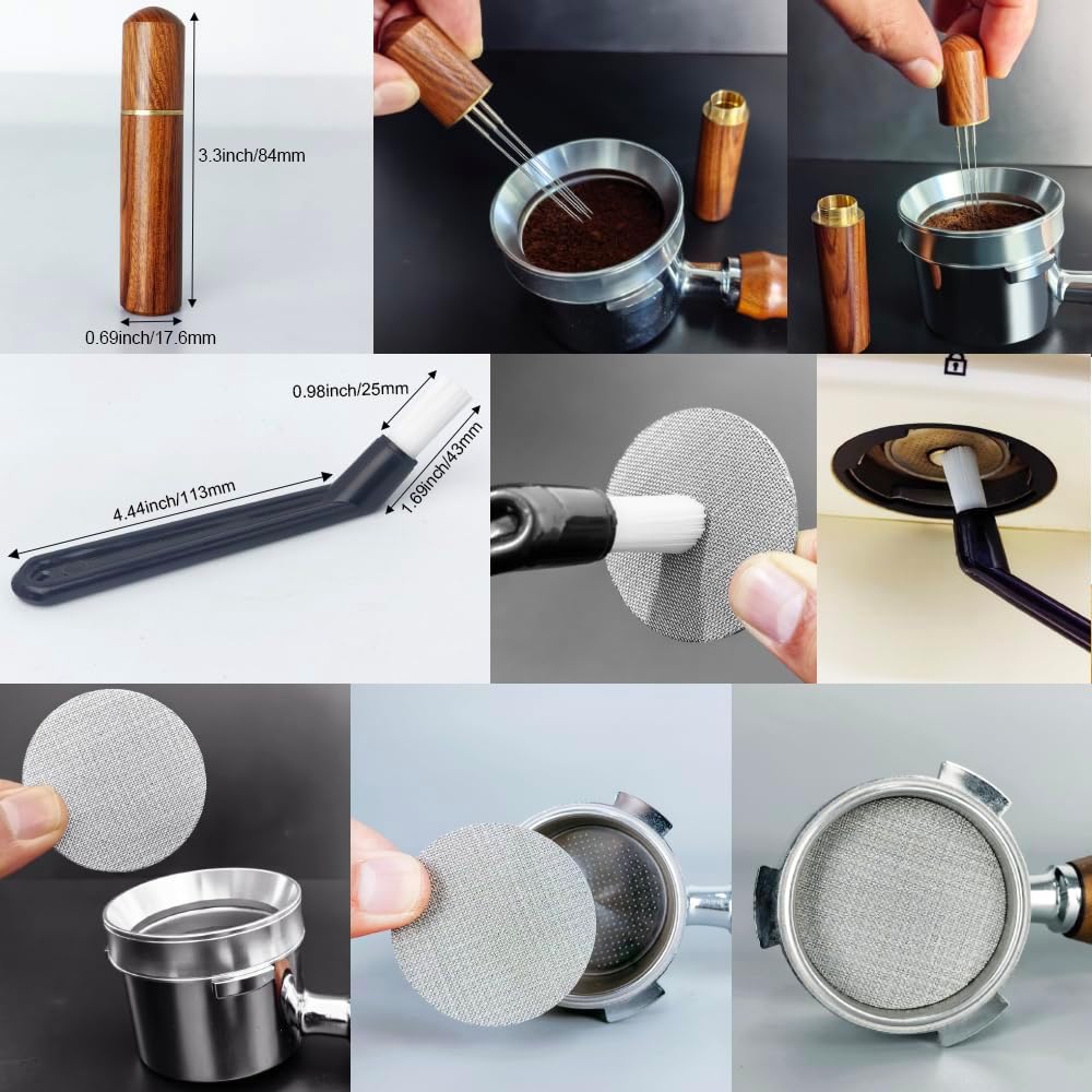 5Pcs/Set Espresso Tamper 51mm Accessories Kit, 51mm Coffee Tamper Espresso Tools Set with WDT Tool, Puck Screen
