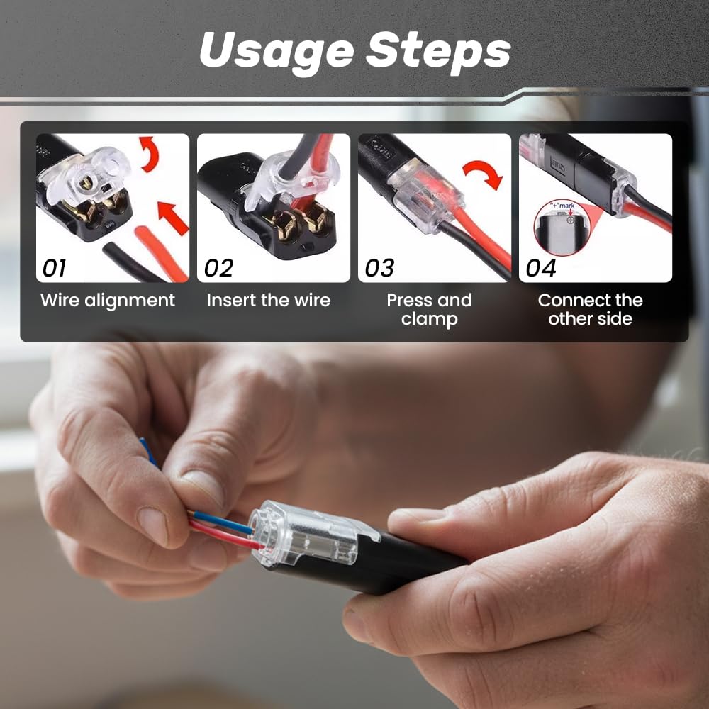 Double Wire Plug in Connector with Locking Buckle, Flame Retardant Locking Wire Quick Connectors, Suitable for