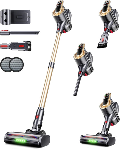 Cordless Vacuum Cleaner, 600W 50Kpa Vacuum Cleaners for Home, 65Mins Stick Vacuum with LED Display,Self-Standing