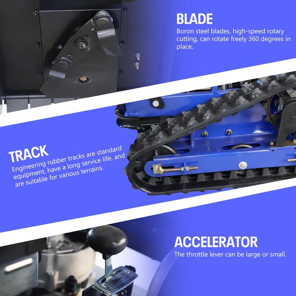 Remote Control Lawn Mower with Snow Plow, Crawler Track All-Terrain System, Hybrid Oil-Electric Power for Steep