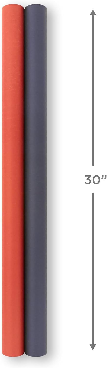 Kraft Wrapping Paper Rolls, 2 Rolls (Red and Navy Blue)