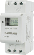 BAOMAIN 12V AC/DC Digital Programmable Timer Switch 16A DIN Rail Mount