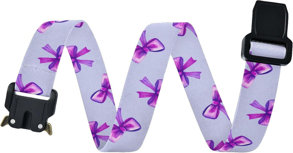Bow Tie Adjustable Kids Elastic Belts, Girls Boys Stretch Waist Belt with Aluminum Alloy Buckle