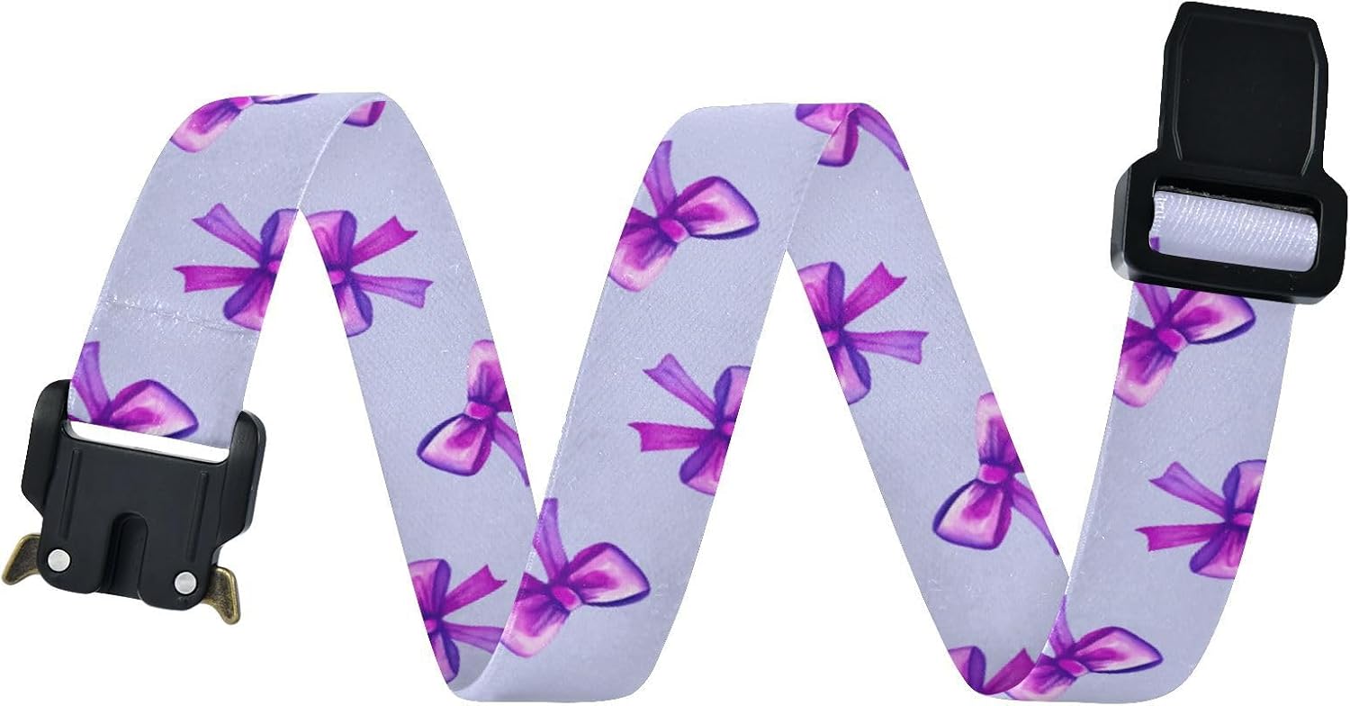 Bow Tie Adjustable Kids Elastic Belts, Girls Boys Stretch Waist Belt with Aluminum Alloy Buckle