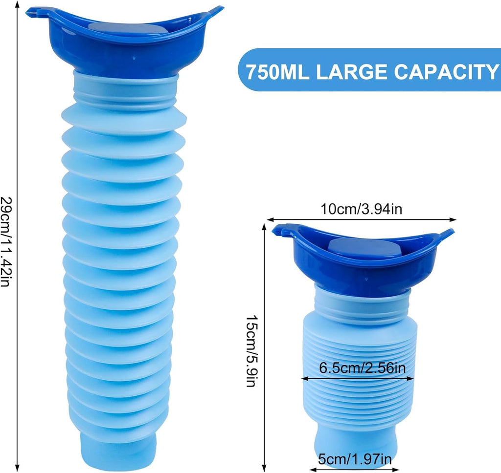 Pee Bottles for Men and Women, Adjustable Emergency Urinal 750ml, Car Pee Bottle, Portable Toilet for Car, Shrinkable