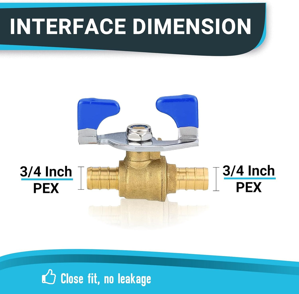 2Pack Seelink 3/4" PEX Crimp Ball Valve with Butterfly Level(VALVE169-2)