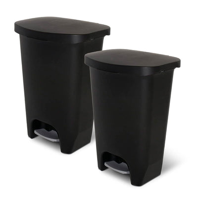 Trash Can with Clorox Odor Protection, 13 Gallon, Black, 2 Pack