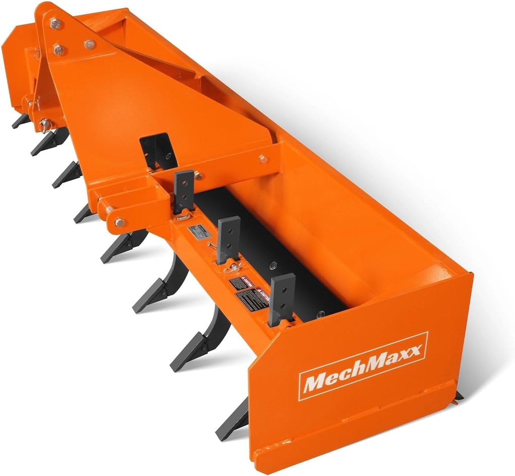 96" Box Blade Scraper with 8 Shanks 3 Point Hitch Tractor Attachment,30-70 hp, Model BB96