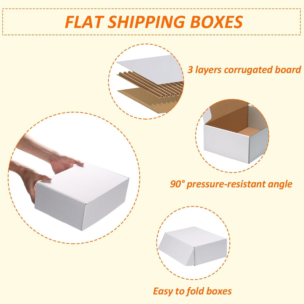12x8x4 Shipping Boxes Set of 20, White Corrugated Cardboard Mailer Box for Packing Small Business