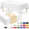9 Pack Disposable White Rectangle Plastic Tablecloth, 54 x 108 Inch