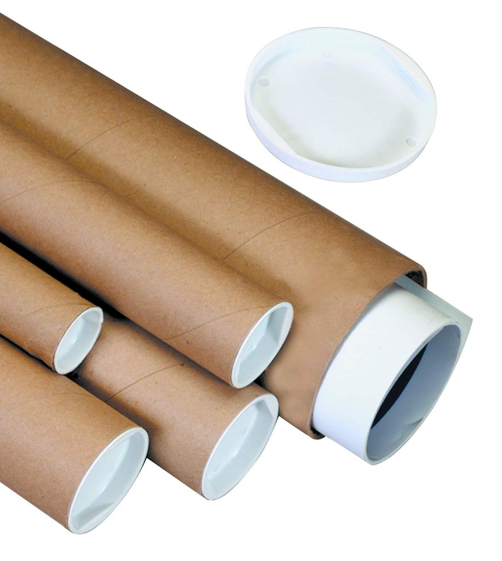 PP2006K Mailing Tubes with Caps, 2" x 6", Kraft (Pack of 50)
