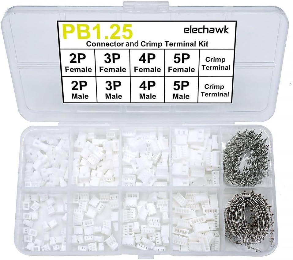 PB1.25 Male and Female Connectors and Crimp Terminal kit Compatible with Molex PicoBlade Connectors Plugs 1.25mm Pitch for Pixhawk 2.4.8 Drone Flight Controller