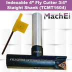 MachEl New Balanced Design 4″ Fly Cutter Indexable Type with 3/4″ Straight Shank Single Insert Face Milling Cutter TCMT1604 Insert Included Torx Screw & Star Key Included