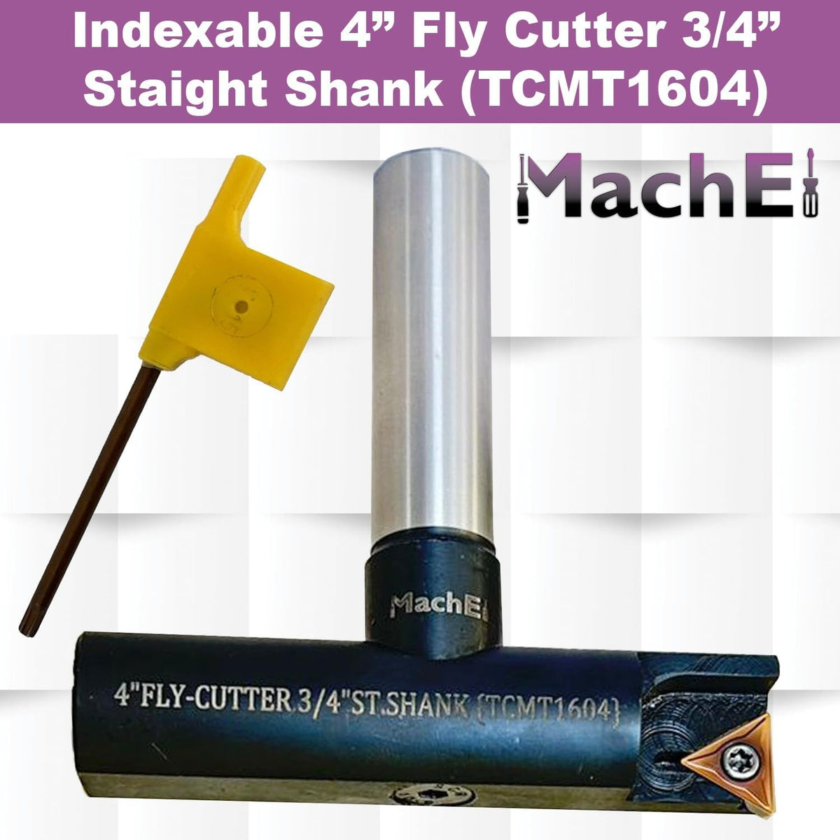 MachEl New Balanced Design 4″ Fly Cutter Indexable Type with 3/4″ Straight Shank Single Insert Face Milling Cutter TCMT1604 Insert Included Torx Screw & Star Key Included