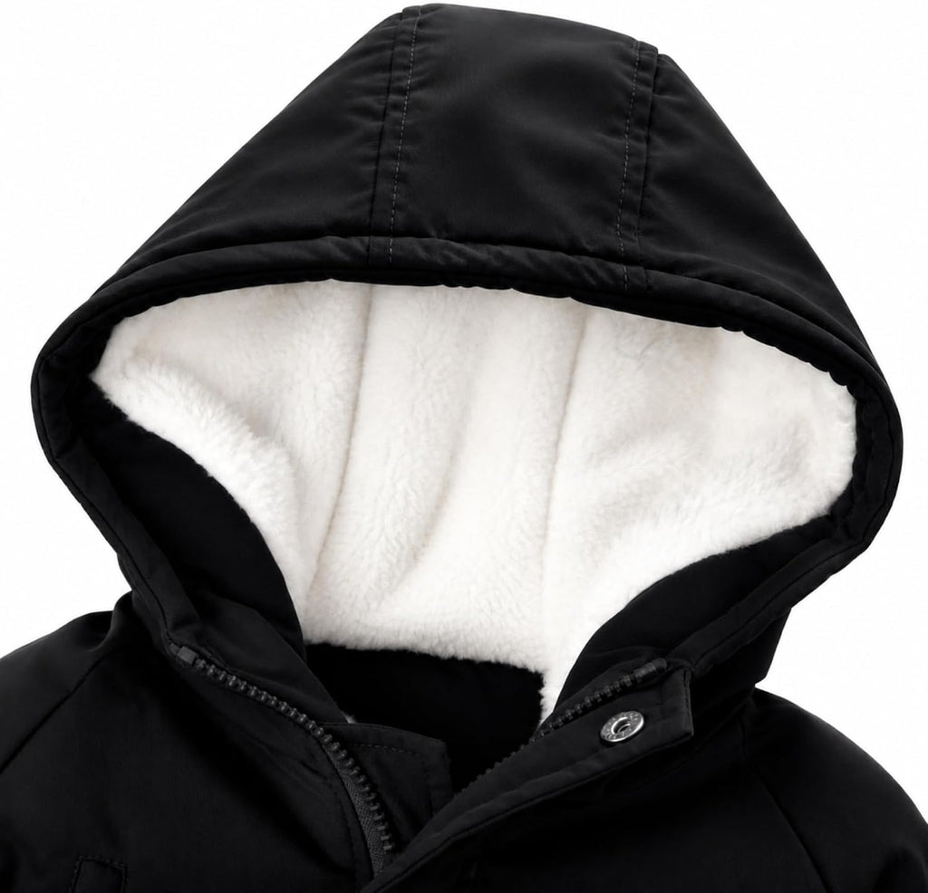 Boy's Winter Coat Fleece Lined Waterproof Jacket Puffy Coat Thick Hooded Down Outdoor Coats
